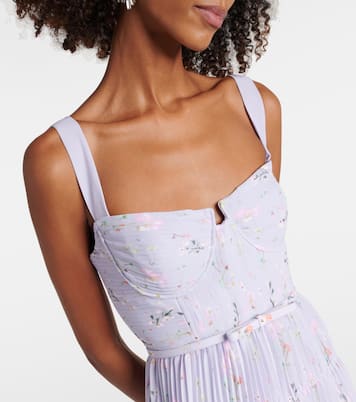 Abito midi bustier in chiffon con stampa | Self-Portrait