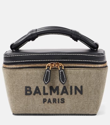 B-Army leather-trimmed canvas shoulder bag | Balmain