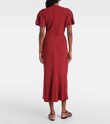Gathered wool-blend midi dress | Victoria Beckham