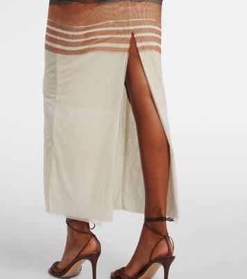 Breeze striped ruched mesh midi dress | SIR