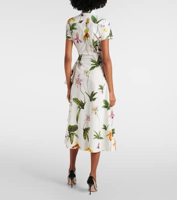 Orchid gathered poplin midi dress | Oscar de la Renta