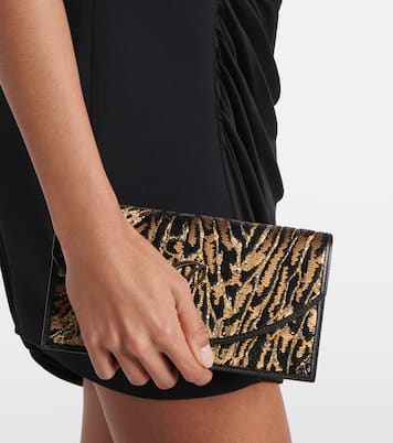 Loubi54 leopard-print crêpe satin clutch | Christian Louboutin