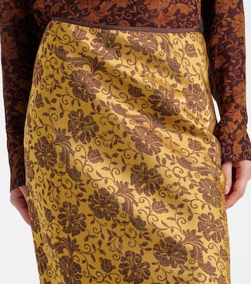 Jupe midi en jacquard à fleurs | Dries Van Noten