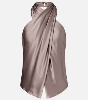 Draped halterneck silk charmeuse top | The Sei
