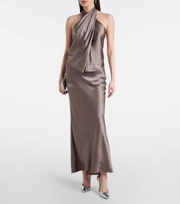 Draped halterneck silk charmeuse top | The Sei