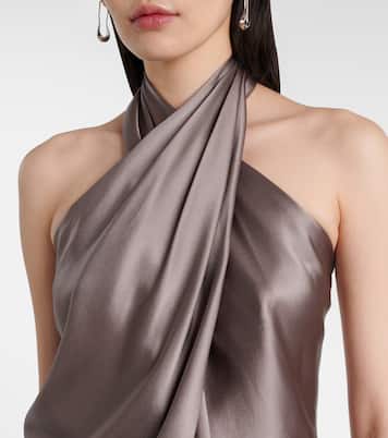 Draped halterneck silk charmeuse top | The Sei