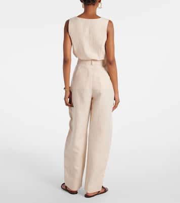 Pantaloni barrel gessati Lucille in lino | Posse