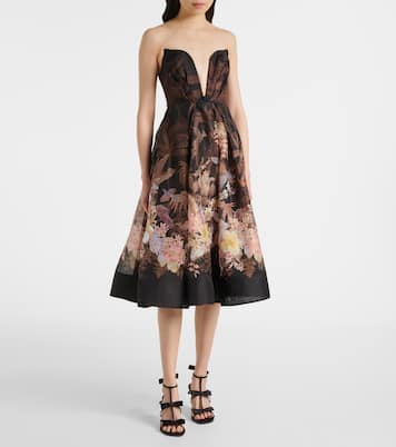 Abito midi Illuminate Draped in lino e cotone | Zimmermann