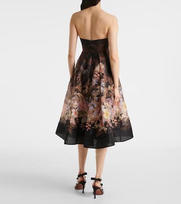 Abito midi Illuminate Draped in lino e cotone | Zimmermann