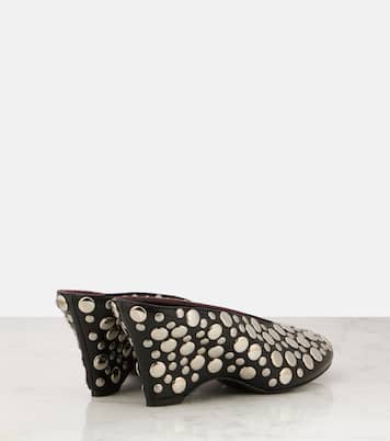 Cloak 75 studded leather wedge mules | Khaite
