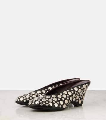 Cloak 75 studded leather wedge mules | Khaite