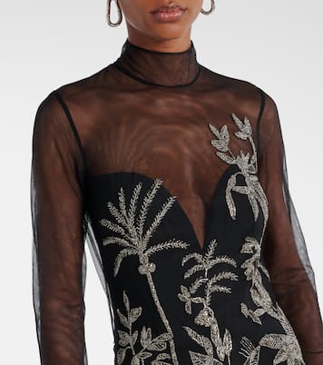 Marcella beaded open-back tulle gown | Costarellos