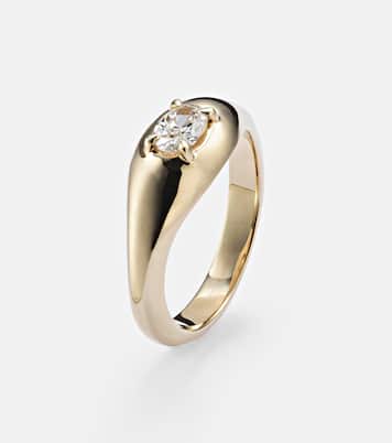 Essential 14kt gold pinky ring with diamonds | Stone and Strand