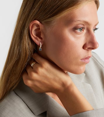 14kt gold huggie earrings with spinel and diamonds | Stone and Strand