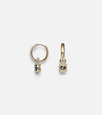14kt gold huggie earrings with spinel and diamonds | Stone and Strand