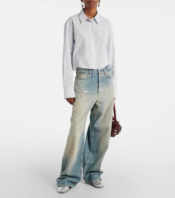 Camicia cropped in cotone a righe | Acne Studios