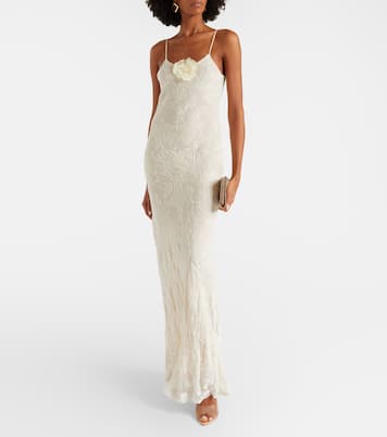 Vestido de fiesta Devoré de terciopelo floral | Rodarte