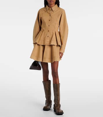 Peplum cotton-blend shirt | Ganni