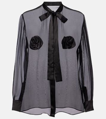 Floral-appliqué sheer silk shirt | Dolce&Gabbana