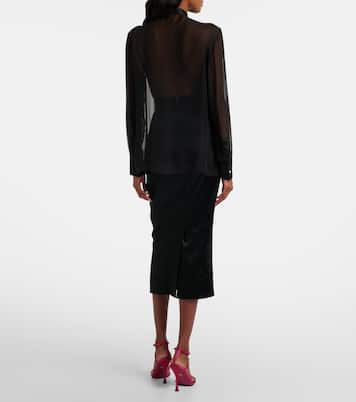 Floral-appliqué sheer silk shirt | Dolce&Gabbana