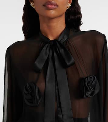 Floral-appliqué sheer silk shirt | Dolce&Gabbana