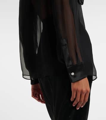 Floral-appliqué sheer silk shirt | Dolce&Gabbana