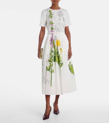 Foxglove cotton-blend poplin midi dress | Oscar de la Renta