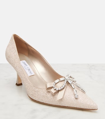 Auria 70 crystal-embellished glitter pumps | Jimmy Choo