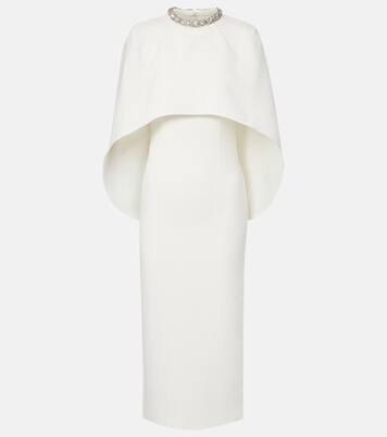 披肩式水晶缀饰绉纱中长连衣裙 | Roland Mouret