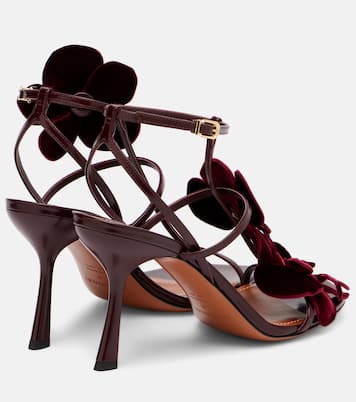 Orchid 85 floral-appliqué velvet sandals | Zimmermann
