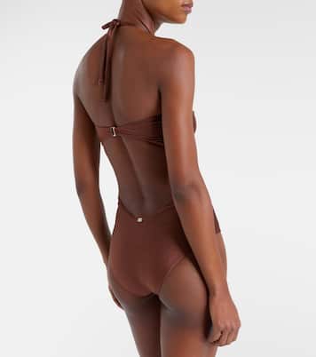 Solid Chain halterneck swimsuit | Adriana Degreas