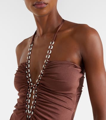 Solid Chain halterneck swimsuit | Adriana Degreas