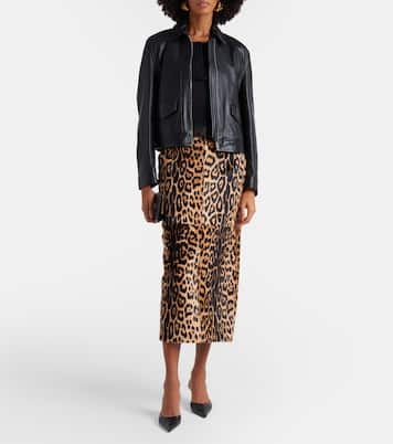 Elyse leopard-print shearling pencil skirt | Nour Hammour