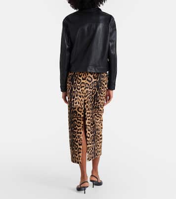 Elyse leopard-print shearling pencil skirt | Nour Hammour