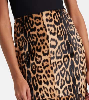 Elyse leopard-print shearling pencil skirt | Nour Hammour