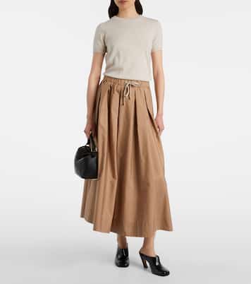 Pineta pleated cotton poplin midi skirt | 'S Max Mara