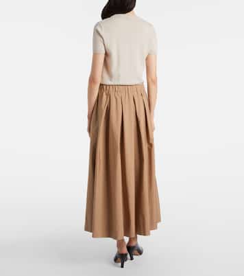 Pineta pleated cotton poplin midi skirt | 'S Max Mara