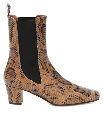 Snake-effect leather ankle boots | Paris Texas