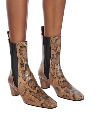 Snake-effect leather ankle boots | Paris Texas