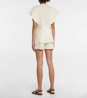 Smocked linen and silk twill top | Chloé