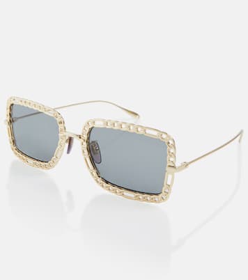 Gafas de sol rectangulares con cadena | Gucci
