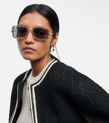 Gafas de sol rectangulares con cadena | Gucci