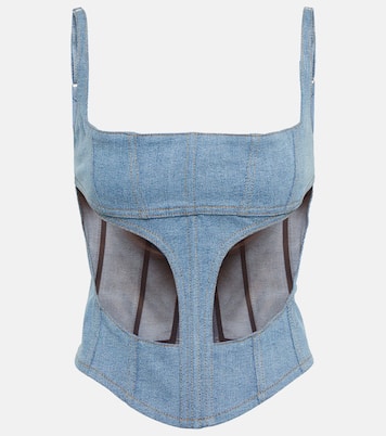 Denim and mesh corset top | Mugler