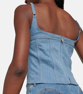 Denim and mesh corset top | Mugler