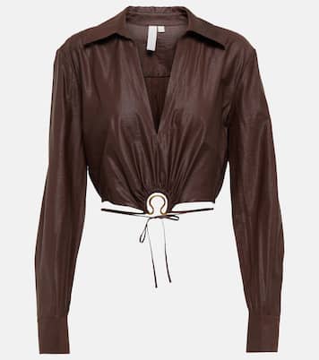 Breslin satin cropped shirt | Simkhai