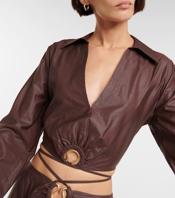 Breslin satin cropped shirt | Simkhai