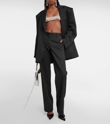 Pinstripe low-rise straight wool pants | Magda Butrym