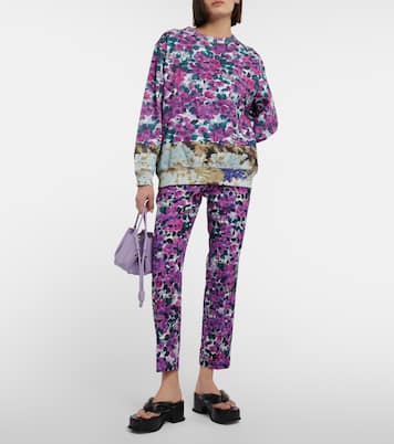 Floral croc-effect straight pants | Dries Van Noten