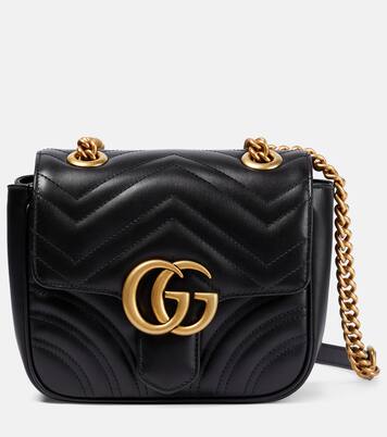 GG Marmont Mini leather shoulder bag in black Gucci Mytheresa