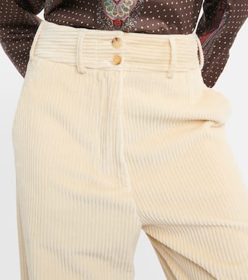 Pantalon ample à taille haute en velours côtelé de coton | Etro